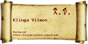 Klinga Vilmos névjegykártya
